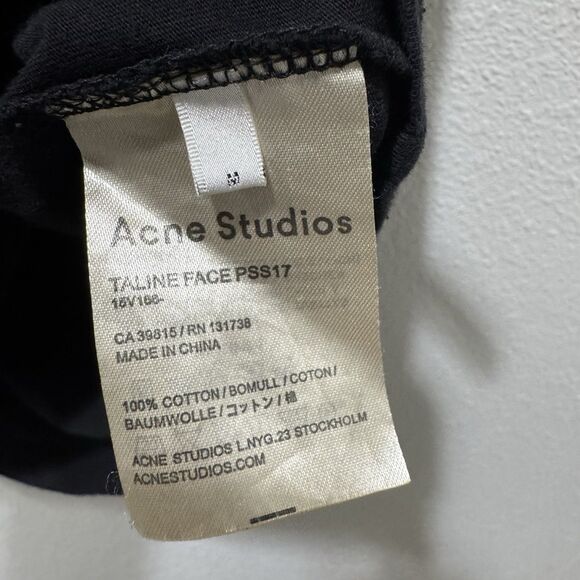 Acne Studios Nash Face Patch T Shirt Black Women’s Size Medium - Picture 4 of 7